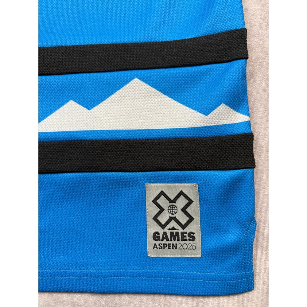 X Games Aspen 2025 Hooded Hockey Jersey Blue Black Lace Up Men M Embroidered - Picture 8 of 16
